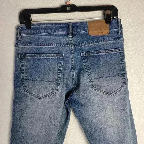 Aeropostale  Skinny Denim Jeans Men's Size 30/32Blue 5-Pocket Whisker - Picture 4 of 10